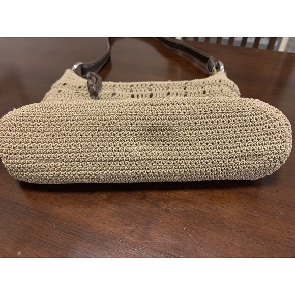 Woven Crochet Mini Shoulder Bag Zip Pocket Boho Hippie Sand - Picture 6 of 7